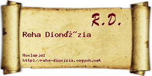 Reha Dionízia névjegykártya